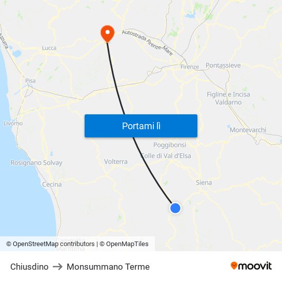 Chiusdino to Monsummano Terme map