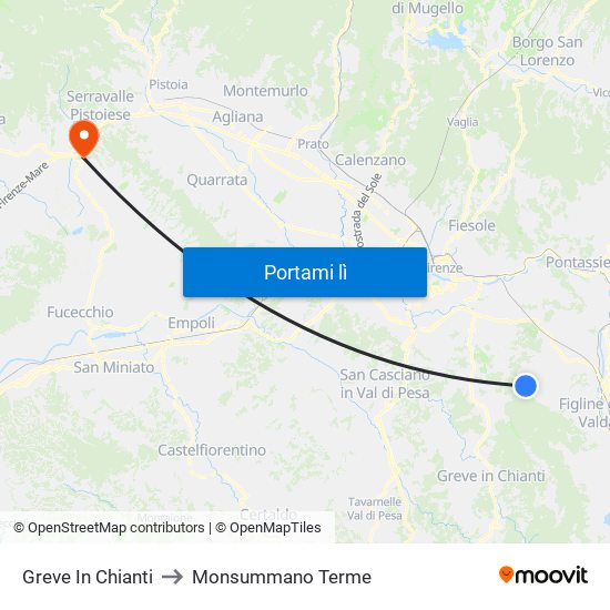 Greve In Chianti to Monsummano Terme map