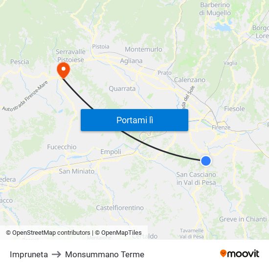 Impruneta to Monsummano Terme map