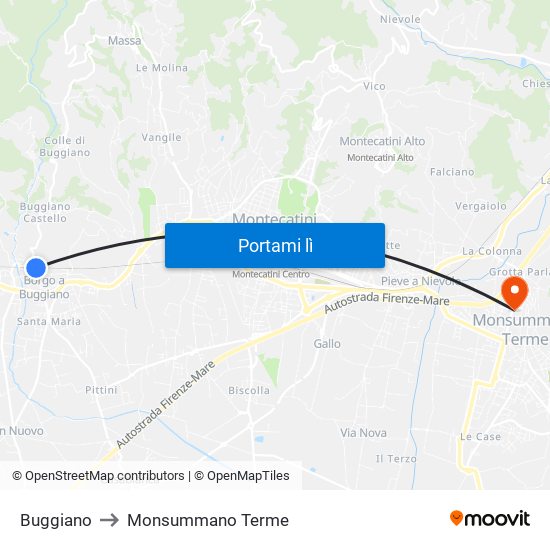 Buggiano to Monsummano Terme map