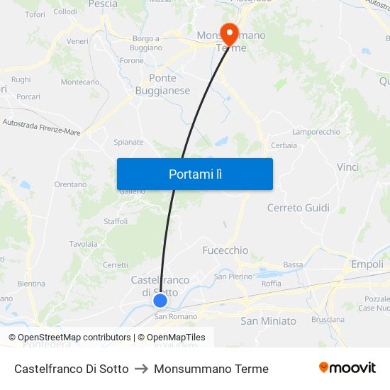 Castelfranco Di Sotto to Monsummano Terme map