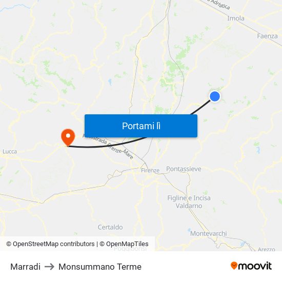 Marradi to Monsummano Terme map