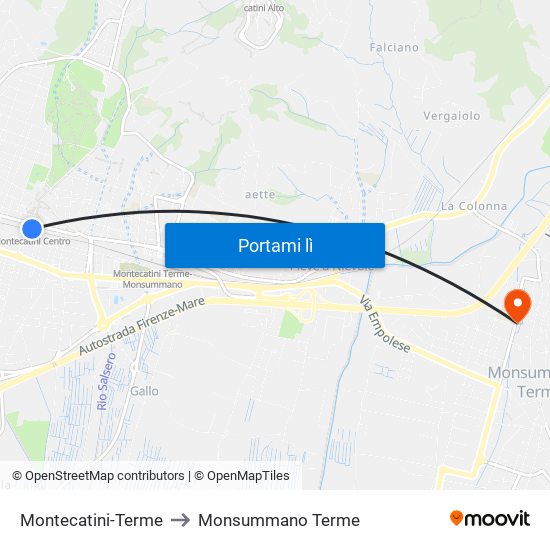 Montecatini-Terme to Monsummano Terme map