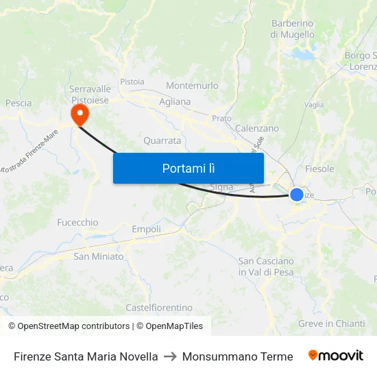 Firenze Santa Maria Novella to Monsummano Terme map