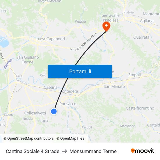 Cantina Sociale 4 Strade to Monsummano Terme map