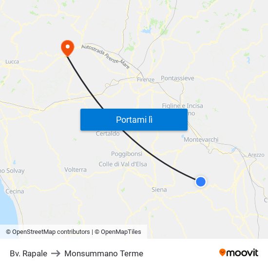 Bv. Rapale to Monsummano Terme map