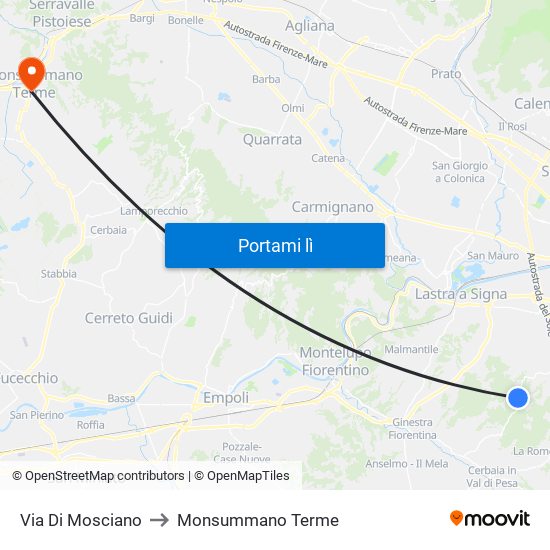 Via Di Mosciano to Monsummano Terme map