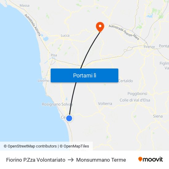 Fiorino P.Zza Volontariato to Monsummano Terme map