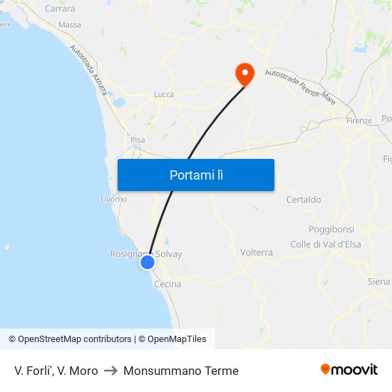 V. Forli',  V. Moro to Monsummano Terme map