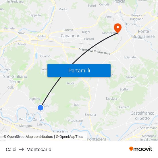 Calci to Montecarlo map