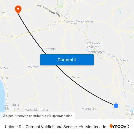 Unione Dei Comuni Valdichiana Senese to Montecarlo map