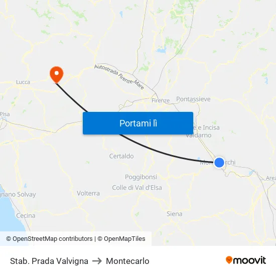 Stab. Prada Valvigna to Montecarlo map