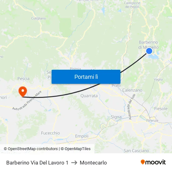 Barberino Via Del Lavoro 1 to Montecarlo map