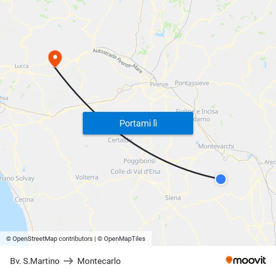 Bv. S.Martino to Montecarlo map