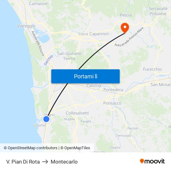 V. Pian Di Rota to Montecarlo map