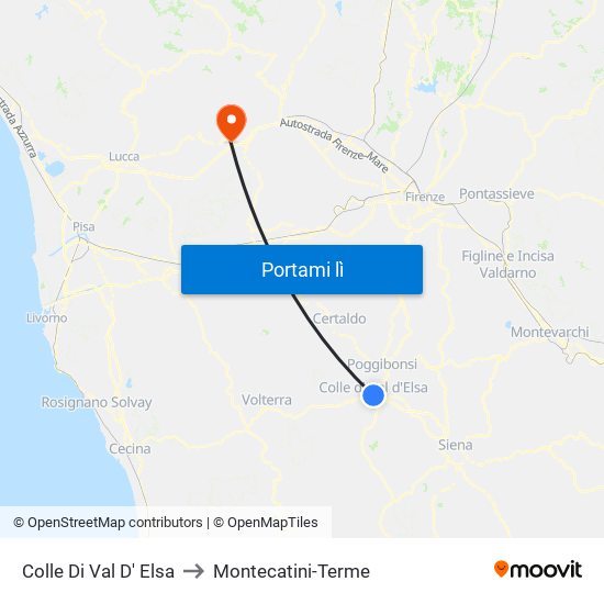 Colle Di Val D' Elsa to Montecatini-Terme map