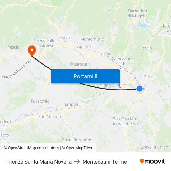 Firenze Santa Maria Novella to Montecatini-Terme map