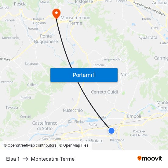 Elsa 1 to Montecatini-Terme map