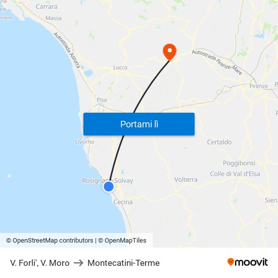 V. Forli',  V. Moro to Montecatini-Terme map