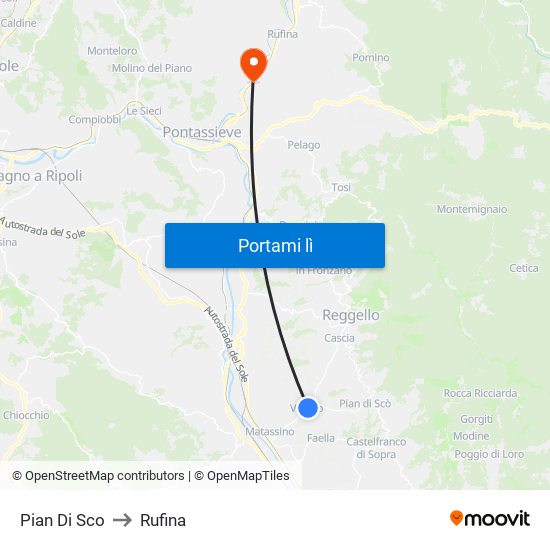 Pian Di Sco to Rufina map