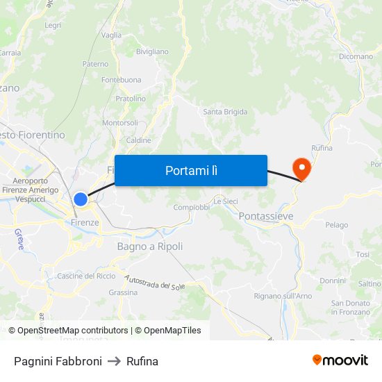 Pagnini Fabbroni to Rufina map
