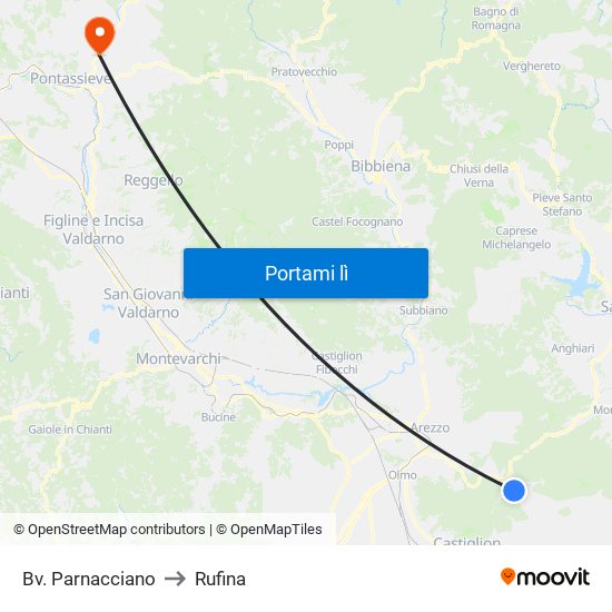 Bv. Parnacciano to Rufina map