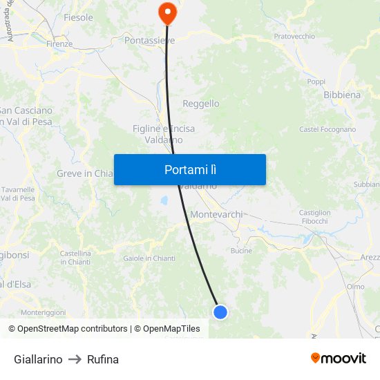 Giallarino to Rufina map