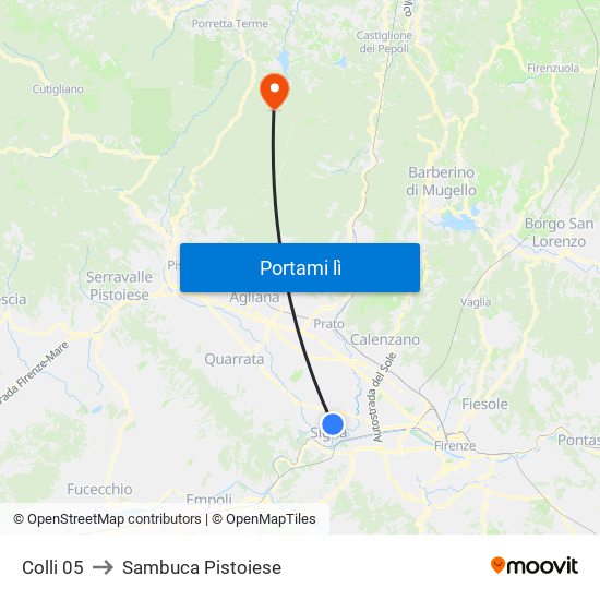 Colli 05 to Sambuca Pistoiese map