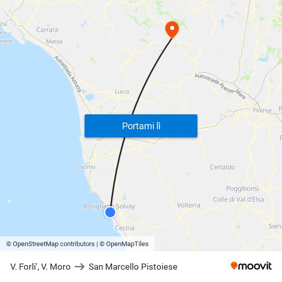 V. Forli',  V. Moro to San Marcello Pistoiese map