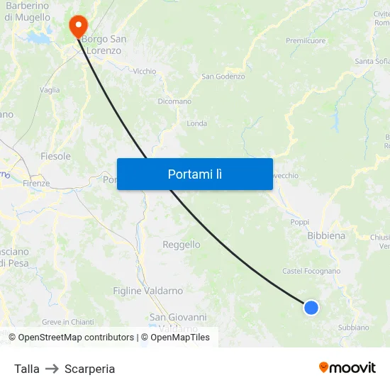Talla to Scarperia map