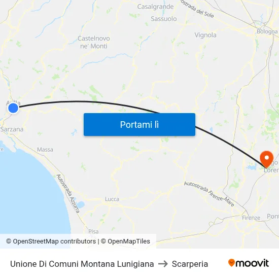 Unione Di Comuni Montana Lunigiana to Scarperia map