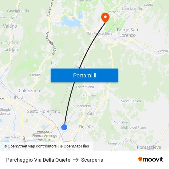 Parcheggio Via Della Quiete to Scarperia map