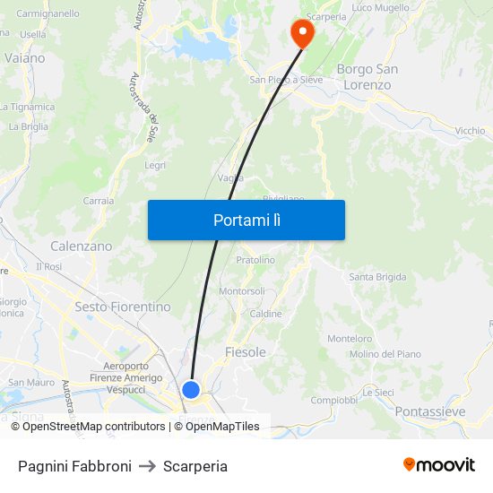 Pagnini Fabbroni to Scarperia map