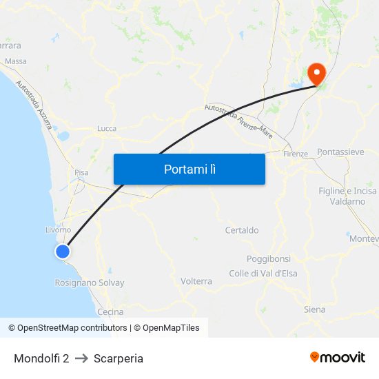 Mondolfi 2 to Scarperia map