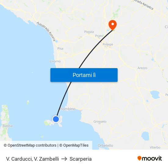 V. Carducci, V.  Zambelli to Scarperia map