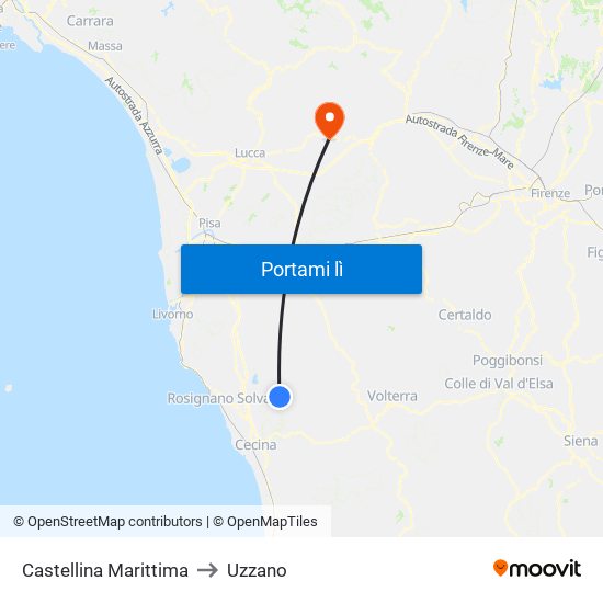 Castellina Marittima to Uzzano map