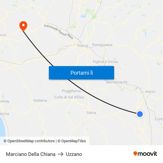 Marciano Della Chiana to Uzzano map