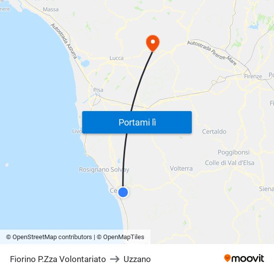 Fiorino P.Zza Volontariato to Uzzano map