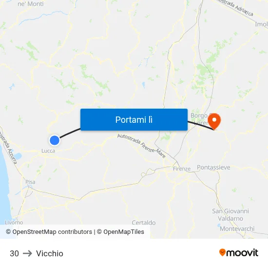 30 to Vicchio map