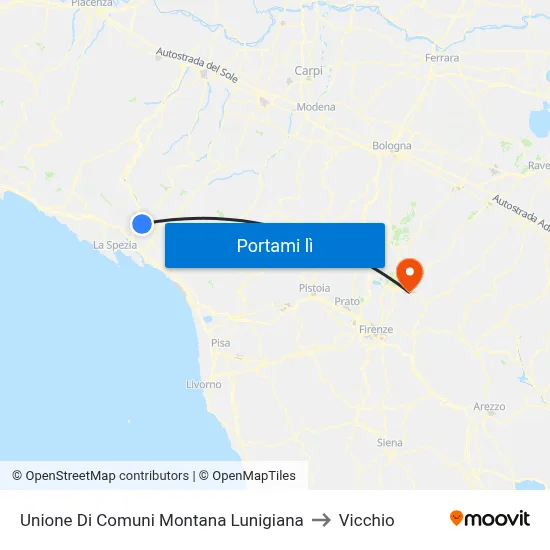 Unione Di Comuni Montana Lunigiana to Vicchio map