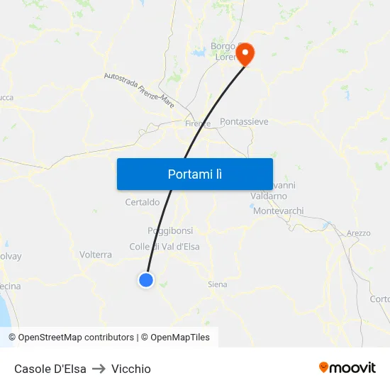 Casole D'Elsa to Vicchio map