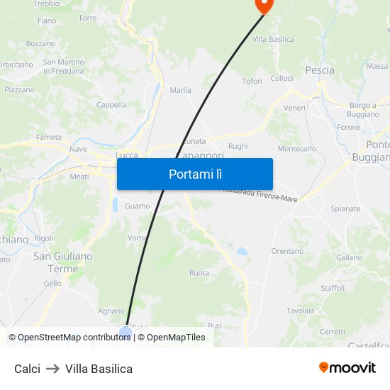 Calci to Villa Basilica map