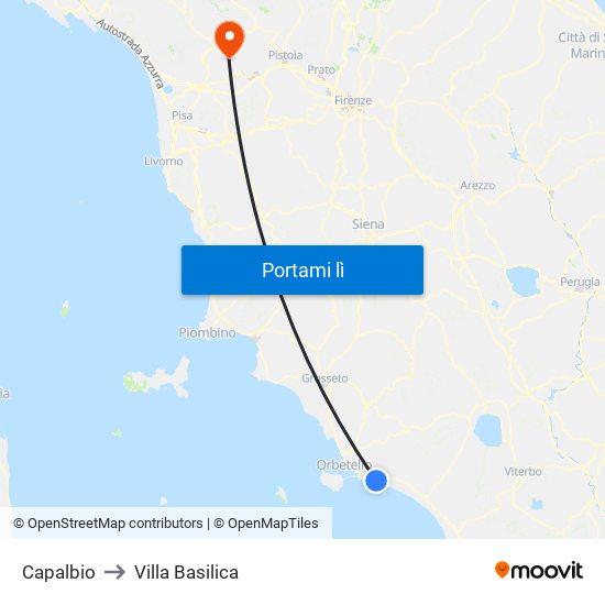 Capalbio to Villa Basilica map