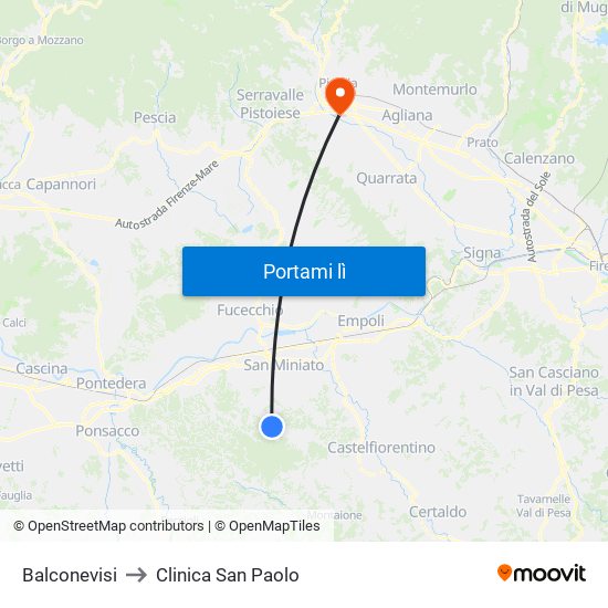 Balconevisi to Clinica San Paolo map