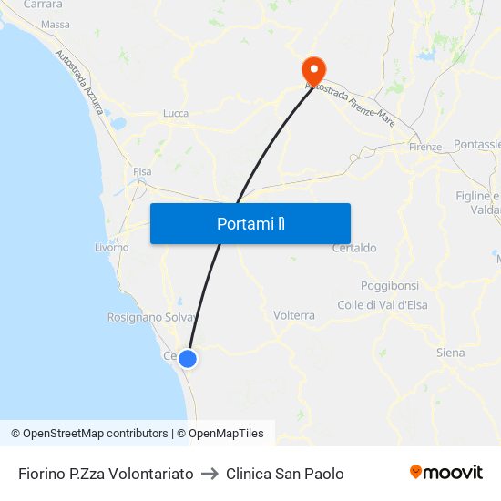 Fiorino P.Zza Volontariato to Clinica San Paolo map