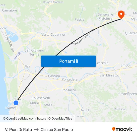 V. Pian Di Rota to Clinica San Paolo map