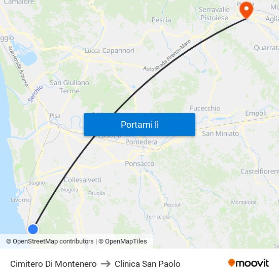 Cimitero Di Montenero to Clinica San Paolo map