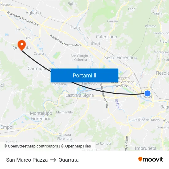 San Marco Piazza to Quarrata map