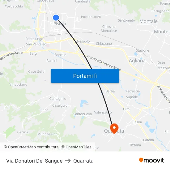 Via Donatori Del Sangue to Quarrata map