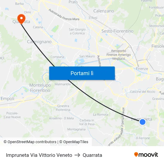 Impruneta Via Vittorio Veneto to Quarrata map